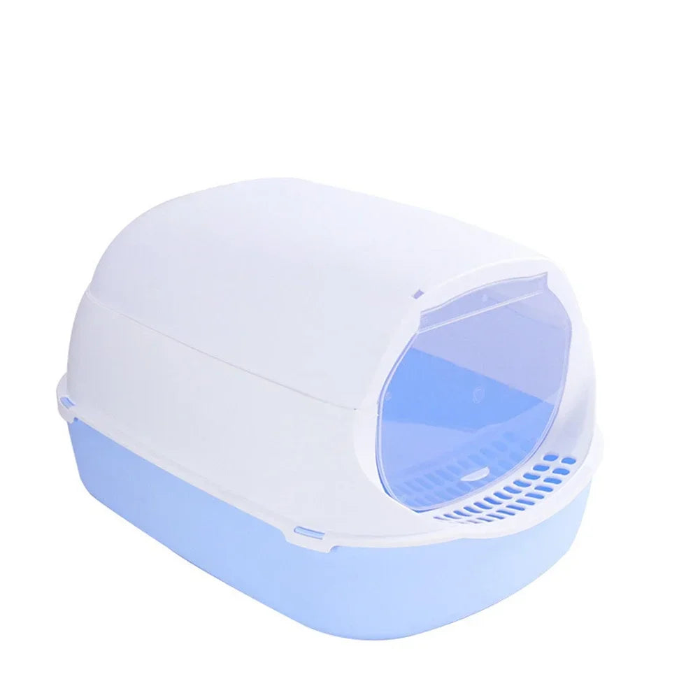 Semi-Enclosed Cat Litter Box – Splashproof Tray