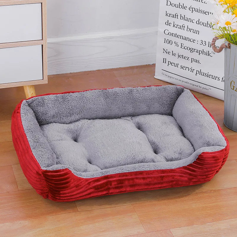 Colorful Square Pet House – Soft & Waterproof Bed