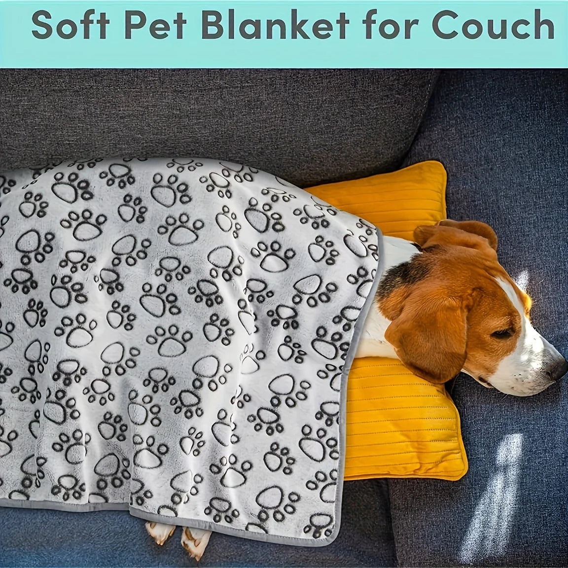 Soft Fluffy Pet Blanket – Warm Cartoon Design