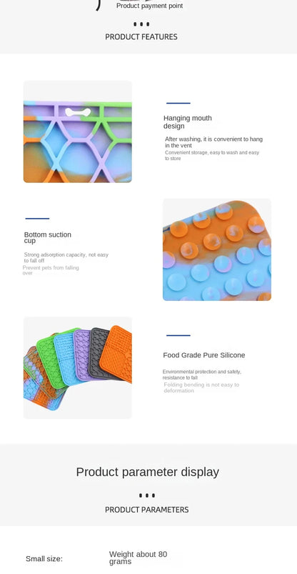 Silicone Pet Licking Pad – Slow Feeder with Suction Cup