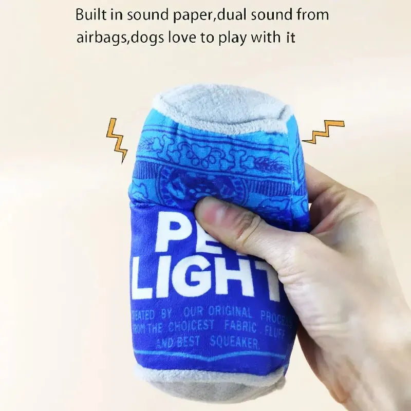 Plush Dog Wine & Beer Bottle Toy – Squeaky Chew Toy