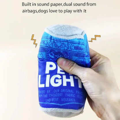 Plush Dog Wine & Beer Bottle Toy – Squeaky Chew Toy
