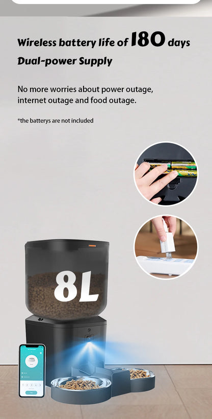 8L Smart Automatic Cat Feeder with Camera & WiFi