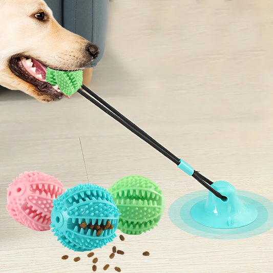 Interactive Suction Cup Dog Toy – Treat Dispensing & Sound Ball