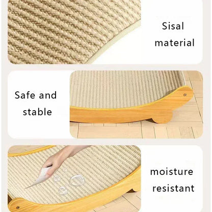 2-in-1 Wooden Cat Scratcher Bed – Detachable Scratch Pad & Sleeping Loun
