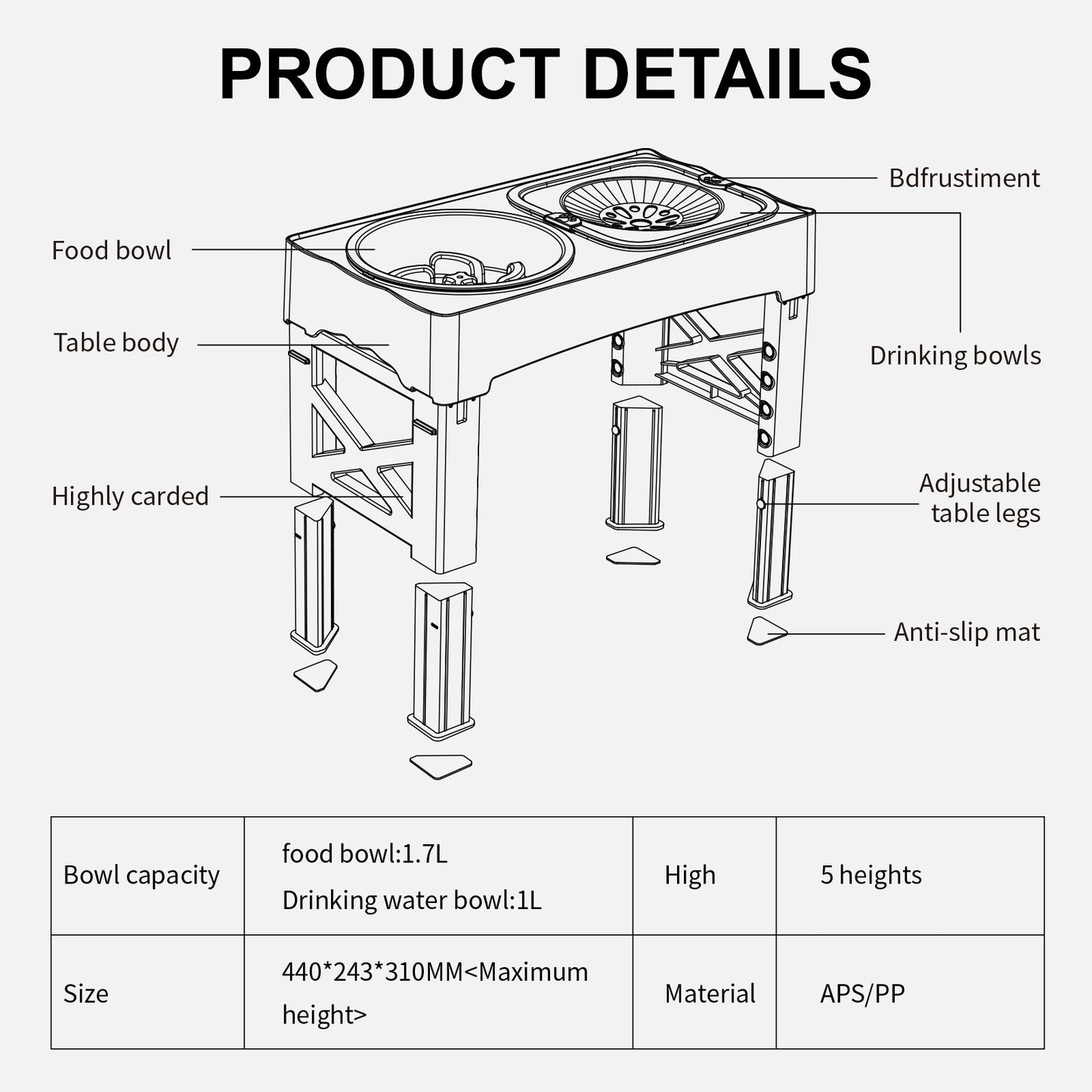 3-in-1 Adjustable Pet Feeder – Double Bowls with Slow Feeder