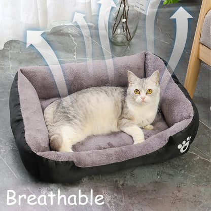 Colorful Square Pet House – Soft & Waterproof Bed