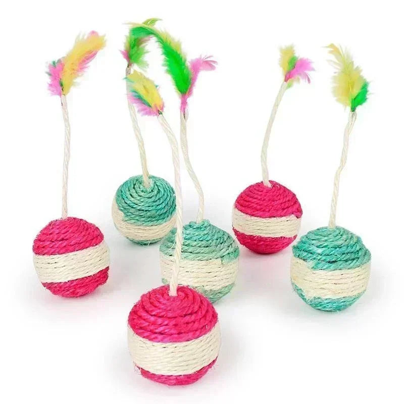 Sisal Scratching Cat Ball – Interactive Kitten Toy