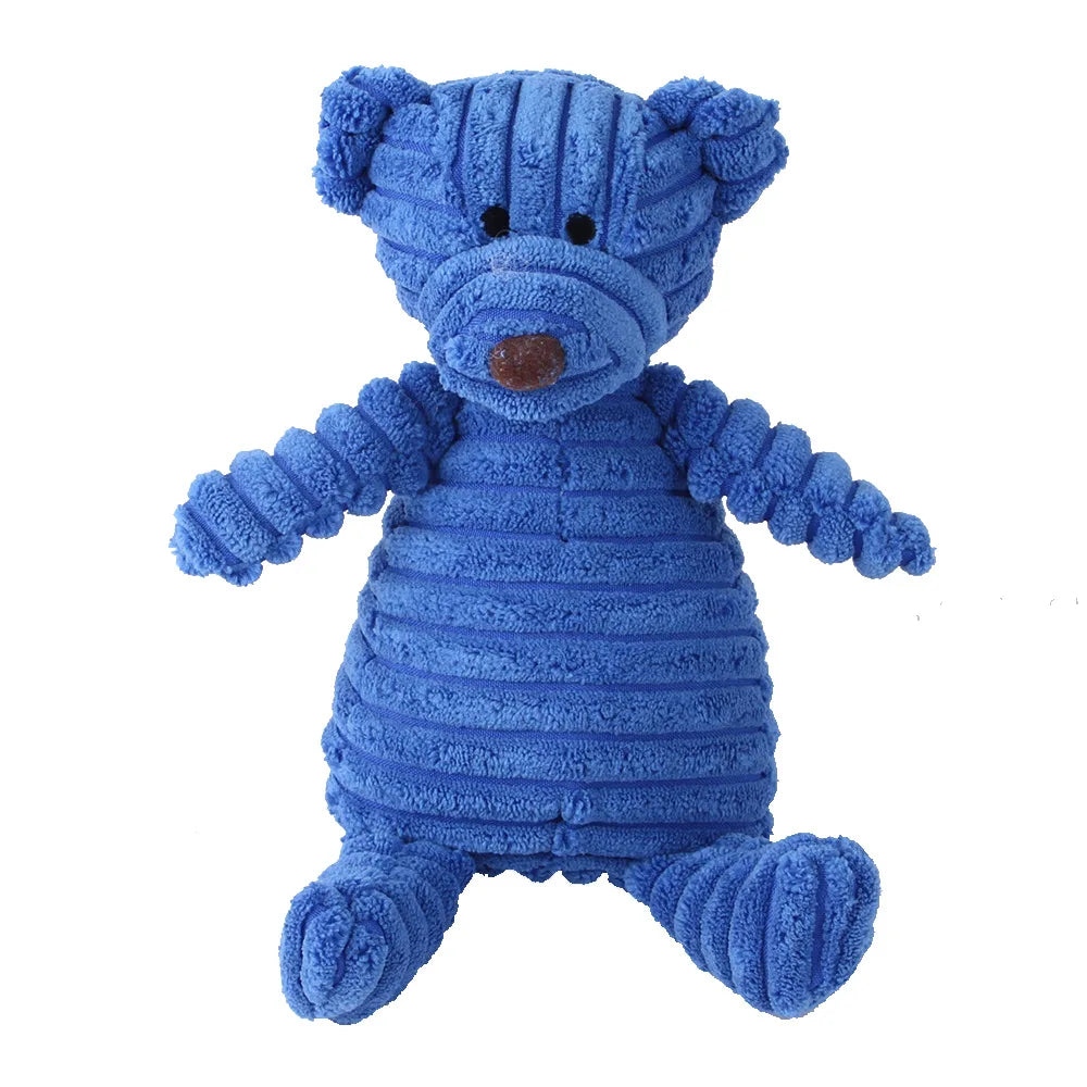 Corduroy Animal Plush Dog Toy – Squeaky Chew Toy