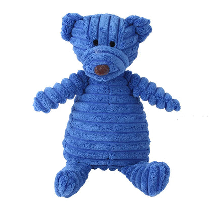 Corduroy Animal Plush Dog Toy – Squeaky Chew Toy