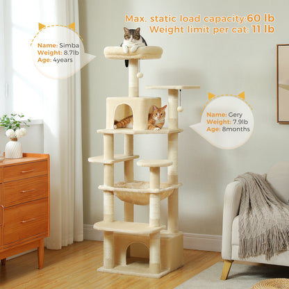 Large Indoor Cat Tree & Tower – Scratching Posts & Hammocks