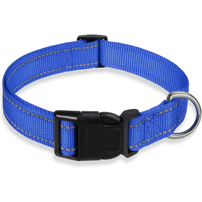 Adjustable Reflective Dog Collar – Safety Nylon Strap