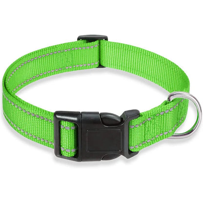 Adjustable Reflective Dog Collar – Safety Nylon Strap