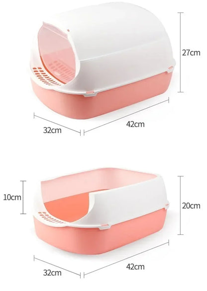 Semi-Enclosed Cat Litter Box – Splashproof Tray