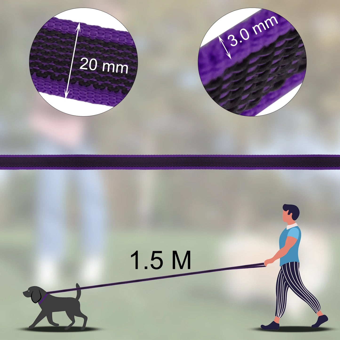 FlexiPaw™ Dual-Color Training Dog Leash (1.5M–15M)