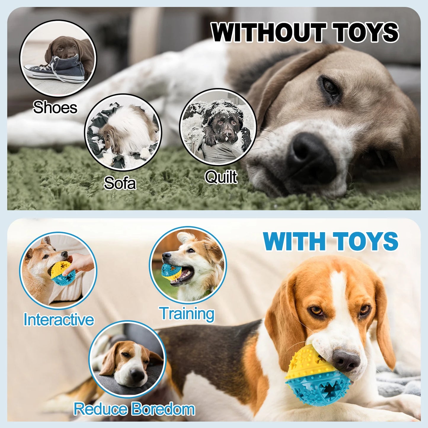 Interactive Chew Ball Dog Toy – Teeth Cleaning & Food Dispensing