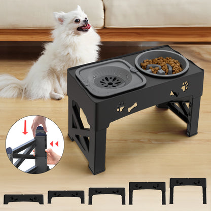 3-in-1 Adjustable Pet Feeder – Double Bowls with Slow Feeder