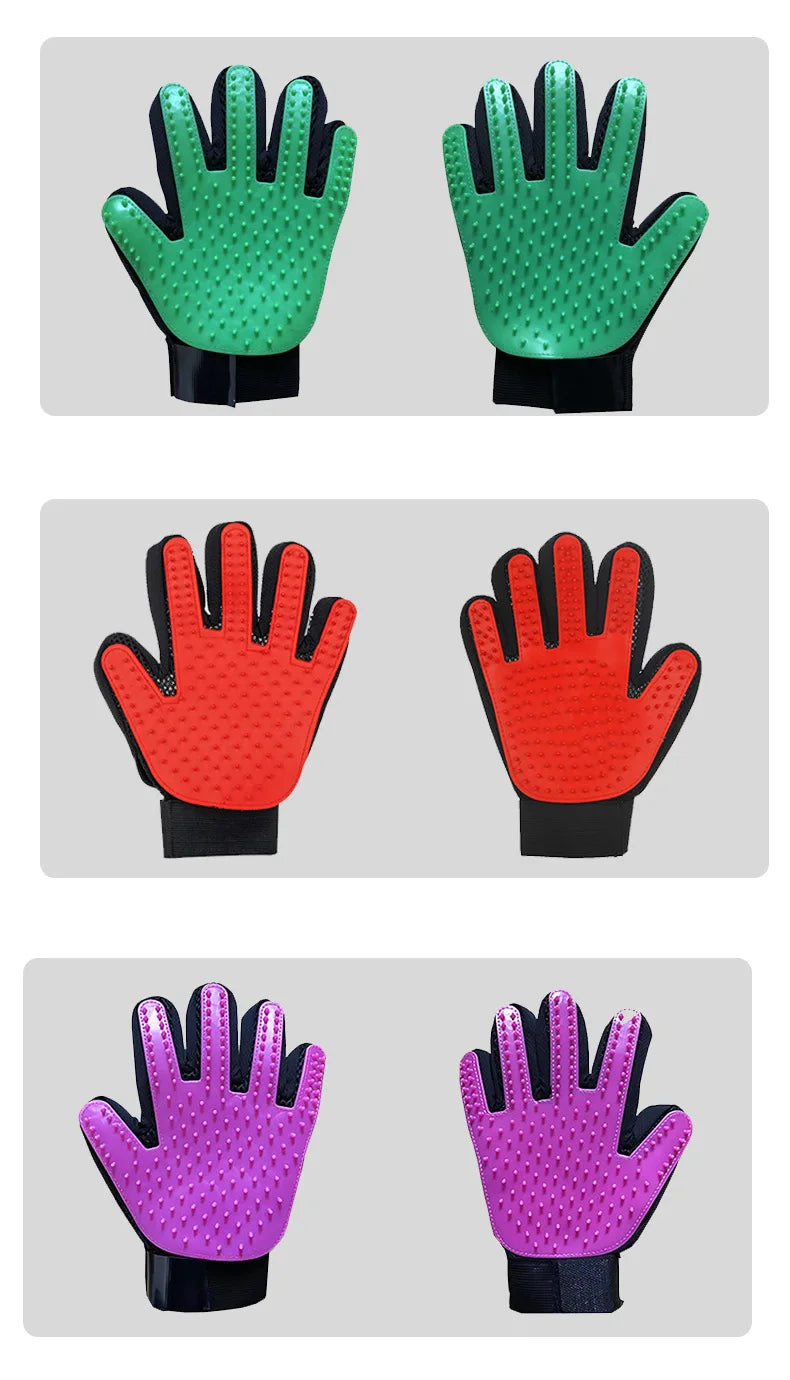 Pet Grooming Glove – Hair Remover & Massage Brush (6 Colors