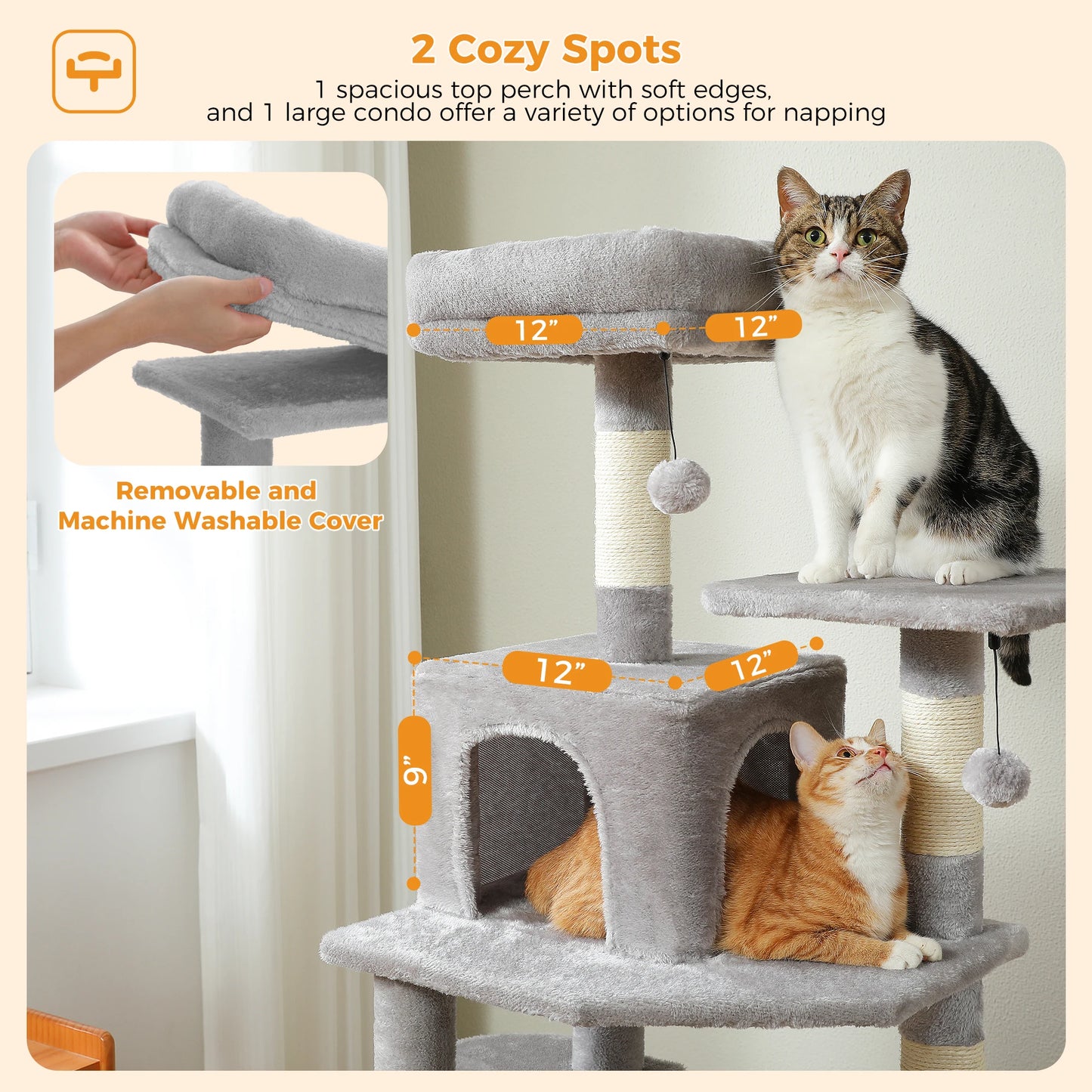 Large Indoor Cat Tree & Tower – Scratching Posts & Hammocks