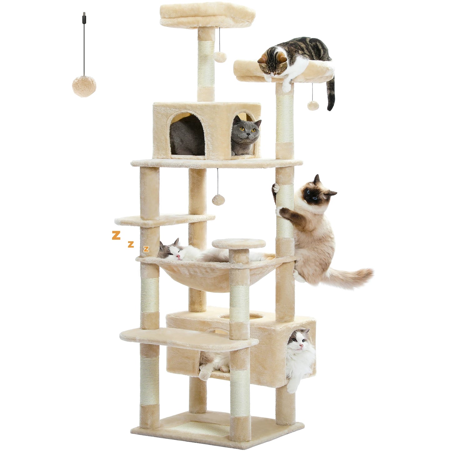 Large Indoor Cat Tree & Tower – Scratching Posts & Hammocks