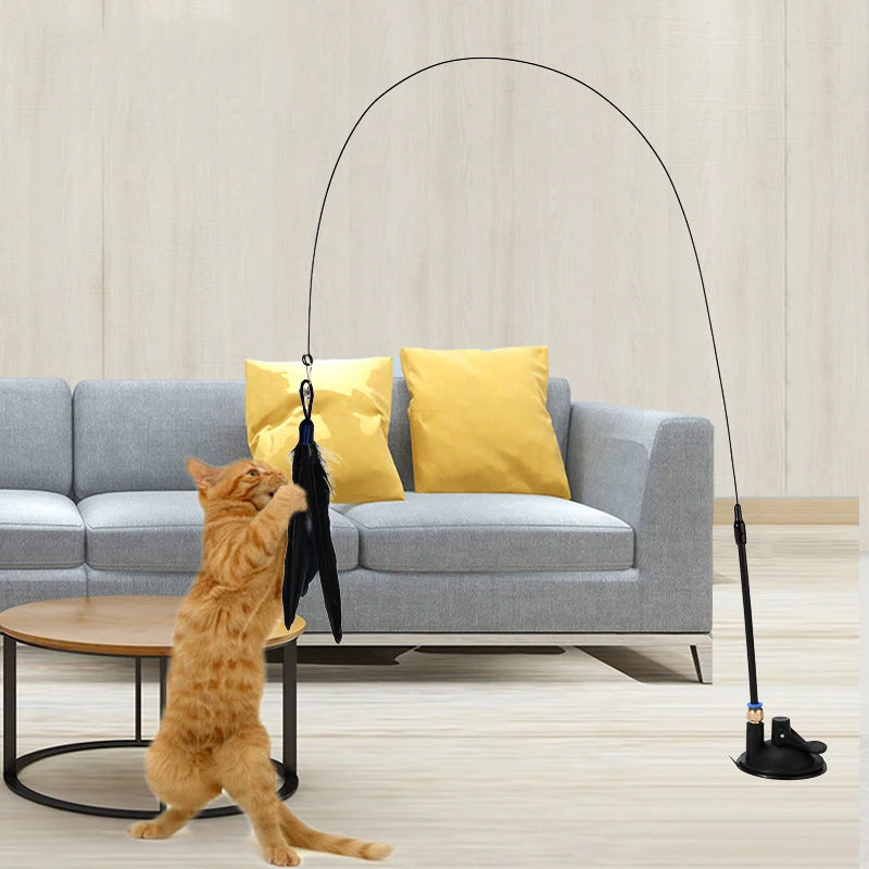 Cat Teaser Wand – Bell & Replaceable Feather Toy