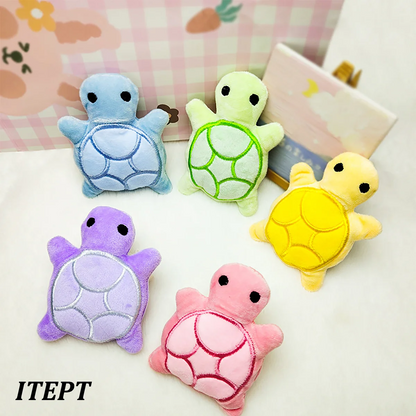 Mini Turtle Plush Dog Toy – Squeaky Teething Toy