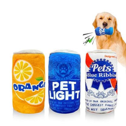 Plush Dog Wine & Beer Bottle Toy – Squeaky Chew Toy
