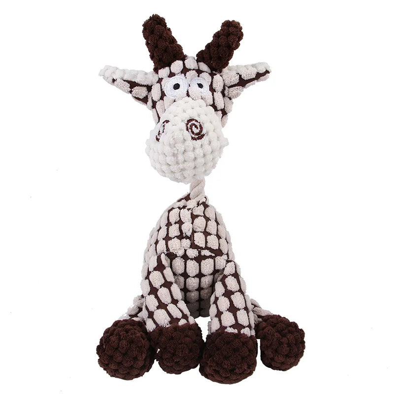 Corduroy Animal Plush Dog Toy – Squeaky Chew Toy