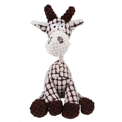 Corduroy Animal Plush Dog Toy – Squeaky Chew Toy