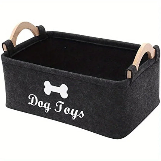 Felt Pet Toy Storage Box – Dog & Cat Organizer Basket