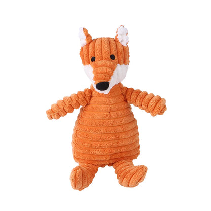 Corduroy Animal Plush Dog Toy – Squeaky Chew Toy
