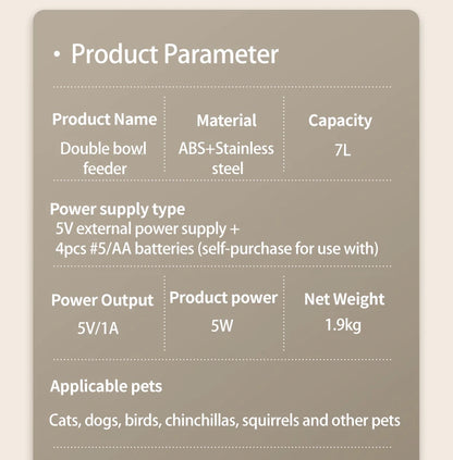 PAPIFEED Smart Automatic Pet Feeder – 7L Capacity with WiFi