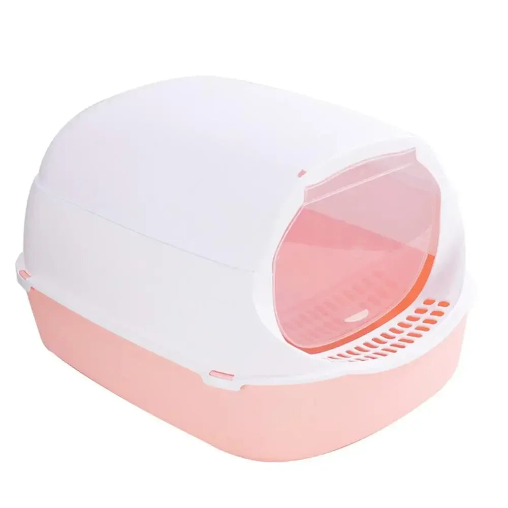 Semi-Enclosed Cat Litter Box – Splashproof Tray
