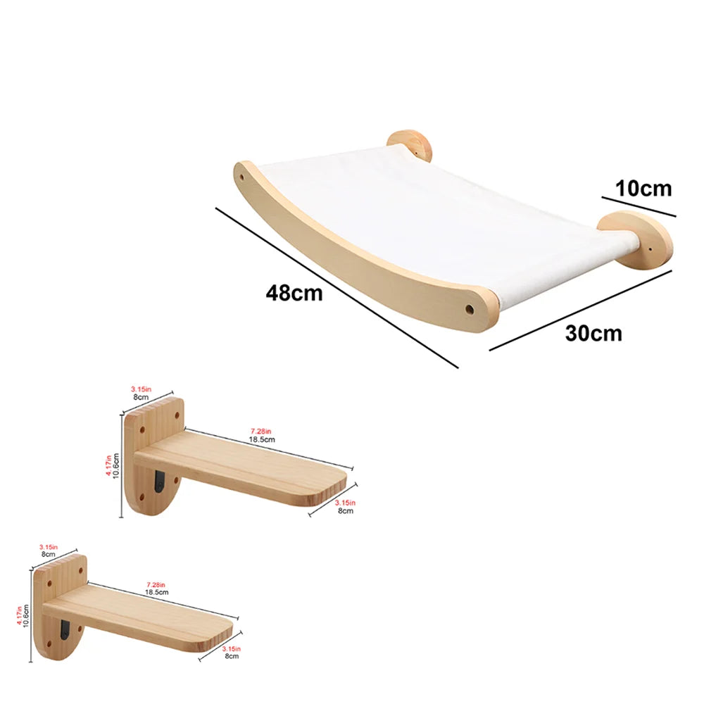 Wall-Mounted Cat Climbing Rope with Wooden Steps – Sisal Rope Scratcher & Climbing Furniture