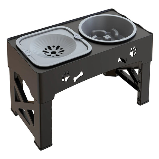 3-in-1 Adjustable Pet Feeder – Double Bowls with Slow Feeder