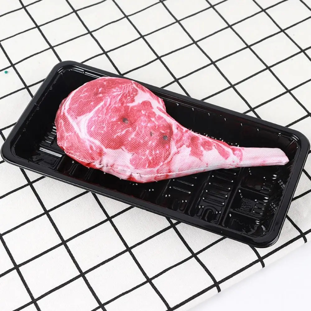 Simulation Squeaky Bone Dog Toy – Steak