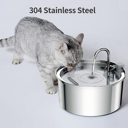 Stainless Steel Automatic Pet Water Fountain – USB Powered
