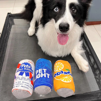 Plush Dog Wine & Beer Bottle Toy – Squeaky Chew Toy