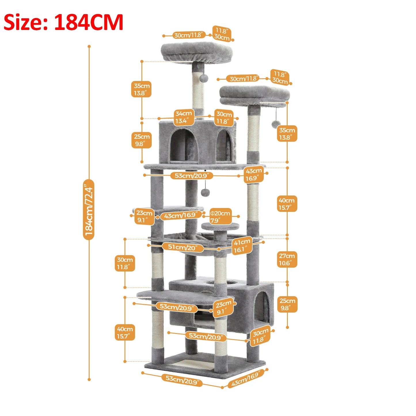 Large Indoor Cat Tree & Tower – Scratching Posts & Hammocks