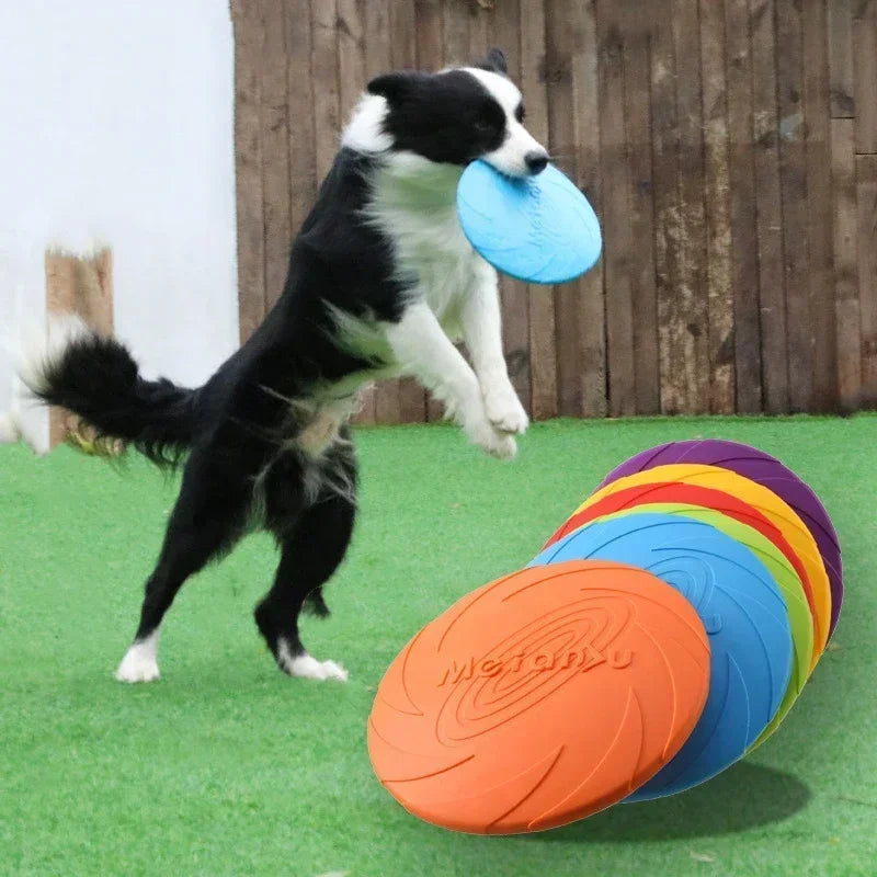 Multicolor Silicone Dog Frisbee – Interactive Flying Disc Toy