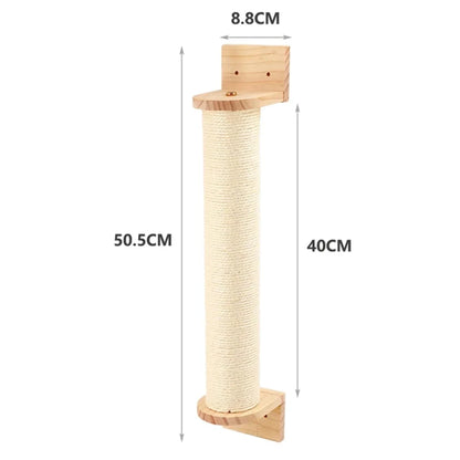 Wall-Mounted Cat Climbing Rope with Wooden Steps – Sisal Rope Scratcher & Climbing Furniture