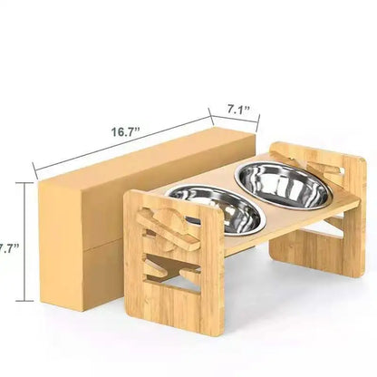 Stainless Steel Double Pet Bowl with Folding Stand