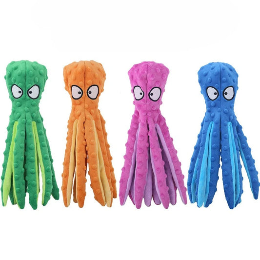 Plush Octopus Dog Toy – Interactive Squeaky Chew Toy