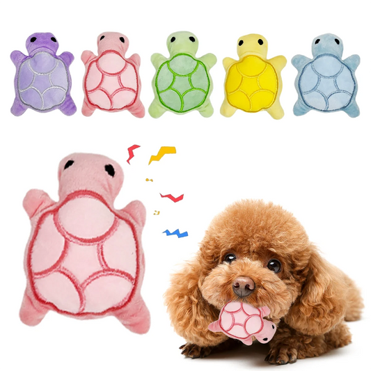Mini Turtle Plush Dog Toy – Squeaky Teething Toy