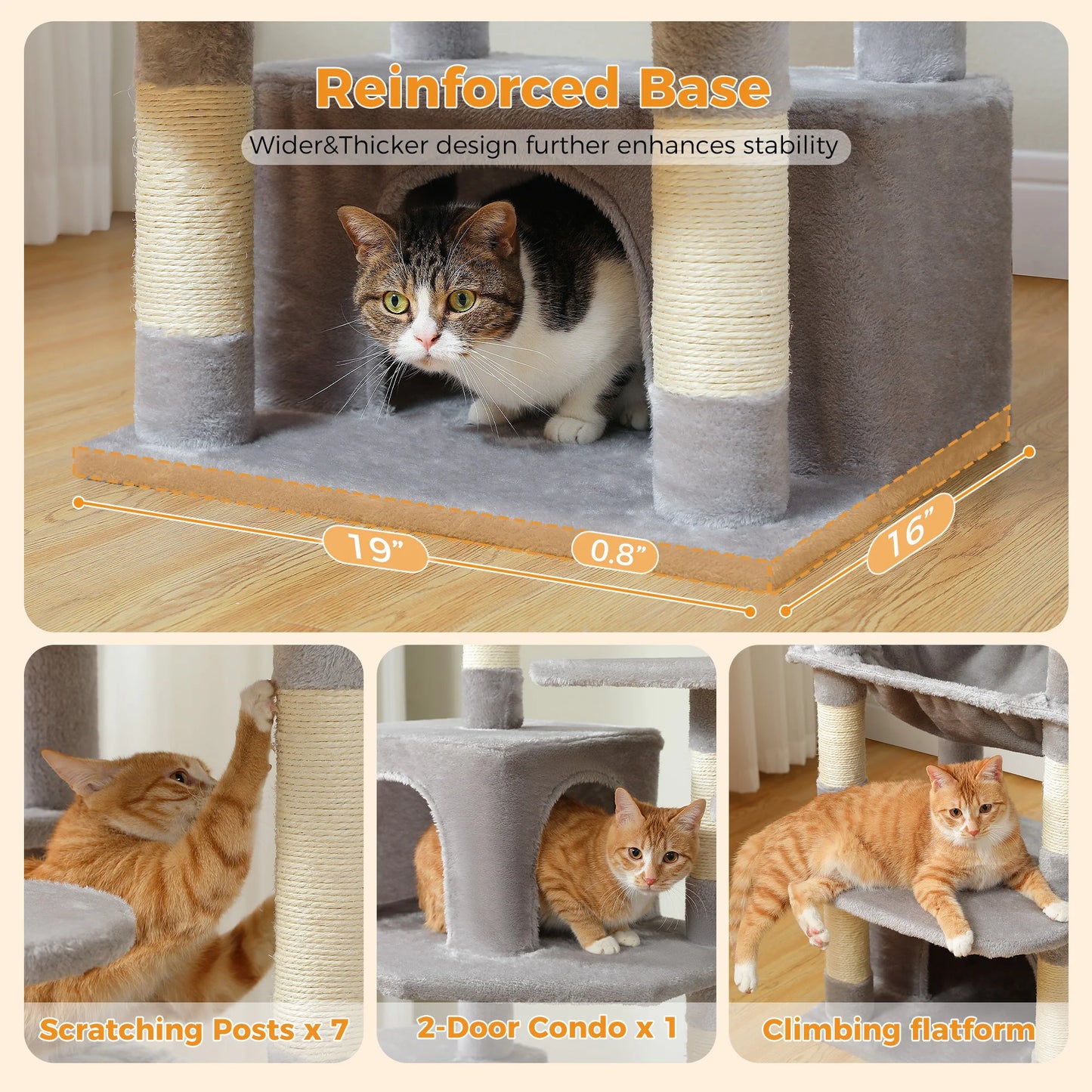 Large Indoor Cat Tree & Tower – Scratching Posts & Hammocks