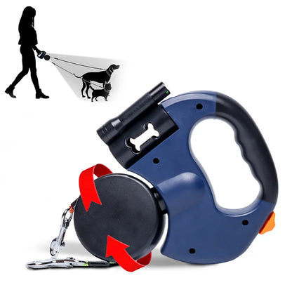 TwinGlow™ 2-in-1 Retractable Dual Dog Leash with LED Flashlight