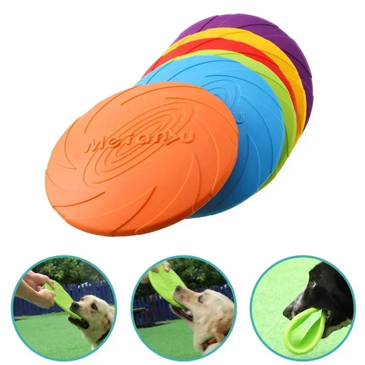 Multicolor Silicone Dog Frisbee – Interactive Flying Disc Toy