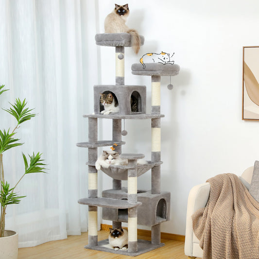 Large Indoor Cat Tree & Tower – Scratching Posts & Hammocks