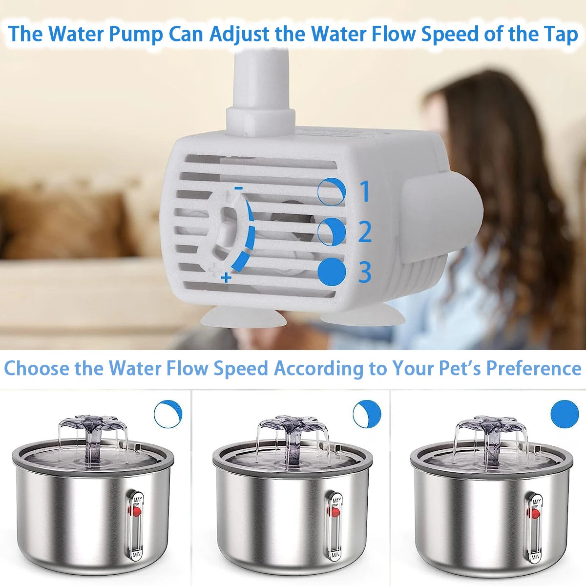 Stainless Steel Automatic Pet Water Fountain – USB Powered