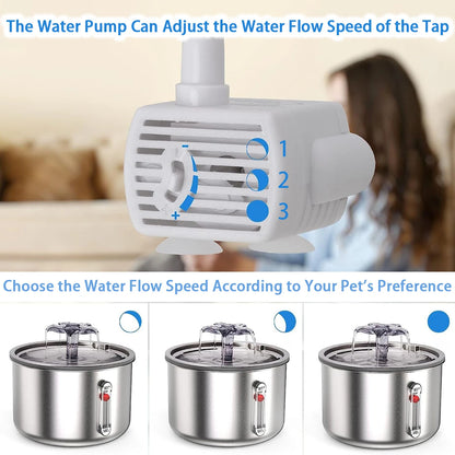 Stainless Steel Automatic Pet Water Fountain – USB Powered